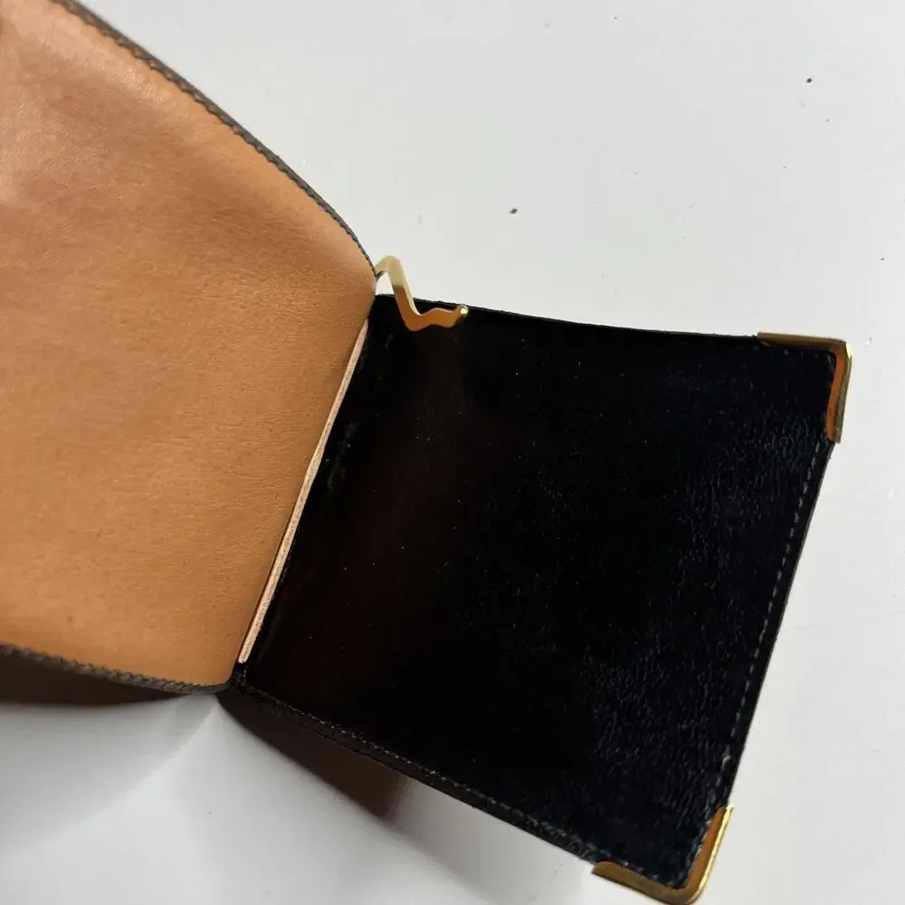 80s Leather‎ Money Clip Wallet Mens Small Brown Bifold Folding Minimalist Slim - Picture 3 of 5